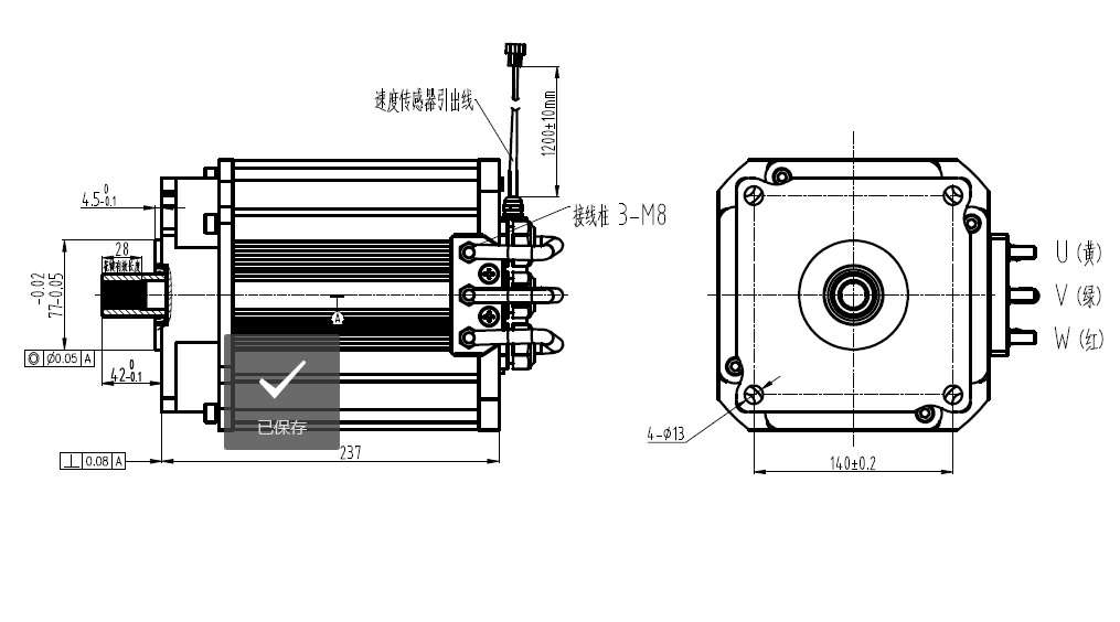 8.5kw72v3600rpm PMSM EV motor